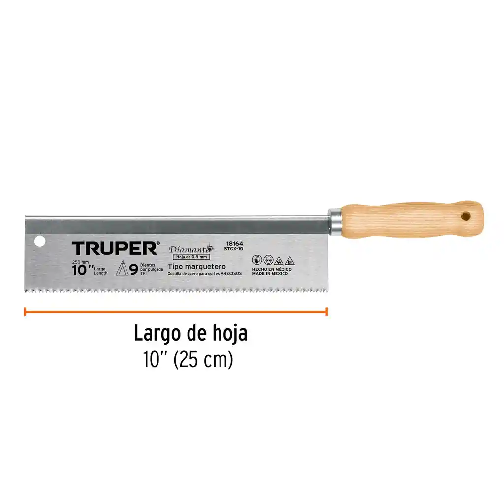 Serrucho Tipo Marquetero 10", 9 Dpp, Truper