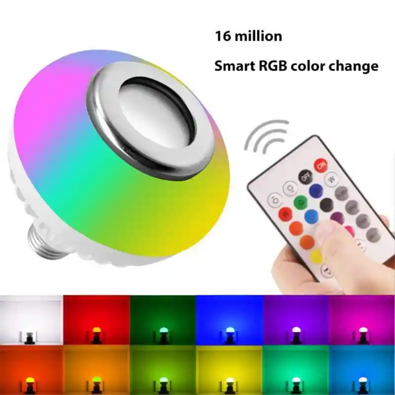 Bombillo Foco Parlante Bluetooth Luces Led Rgb Con Control