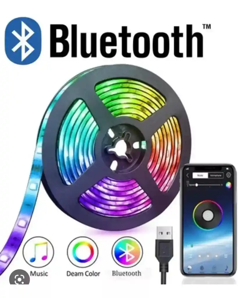 Cinta Led De 5 Metros Con Control Bluetooth: Con 16 Colores