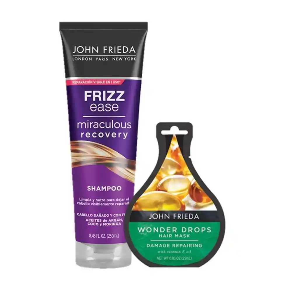 Shampoo John Frieda Frizz Ease Miraculous Recovery + Mascarilla John Frieda Wonder