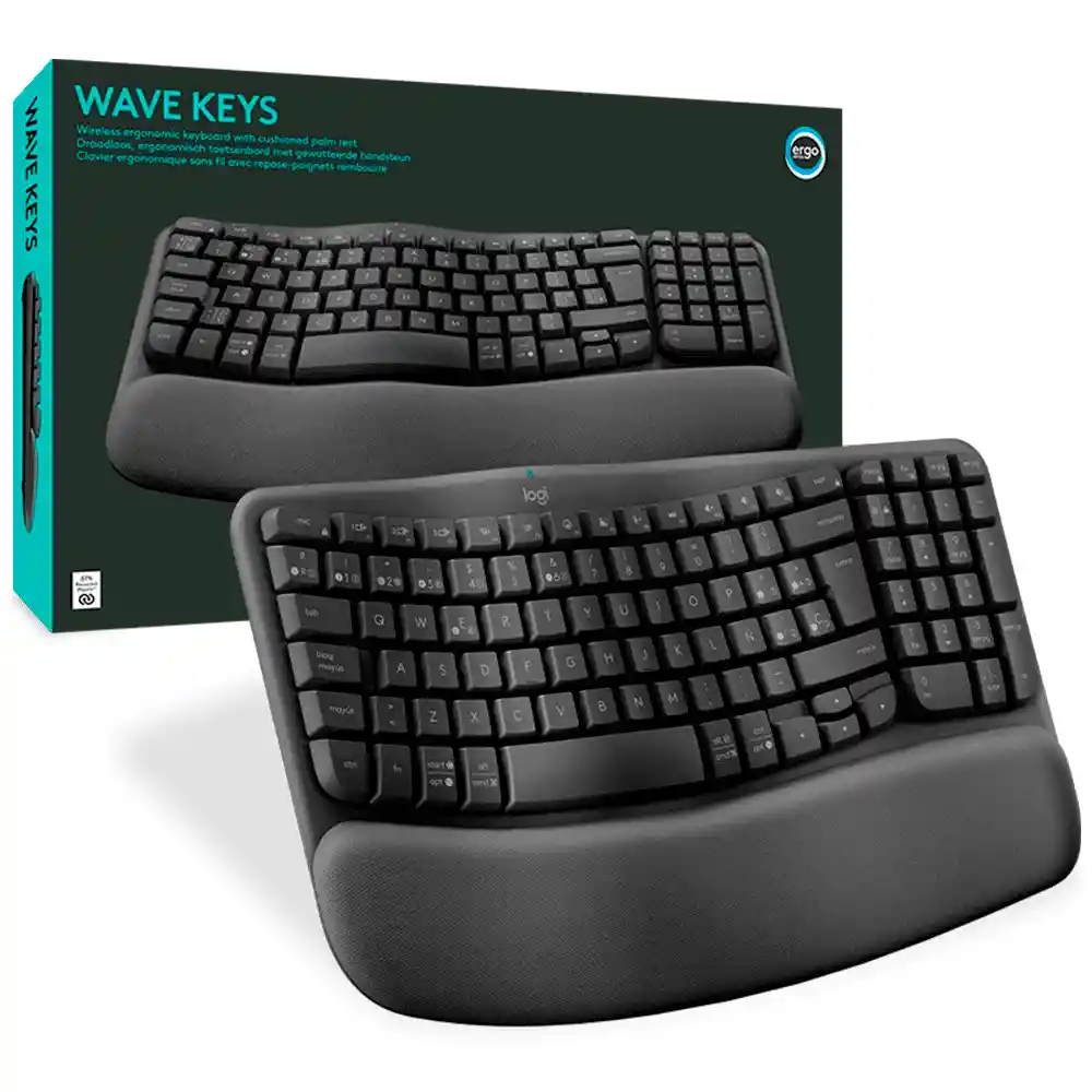 Teclado Inalámbrico Ergonómico Logitech Wave Keys Gris (español)