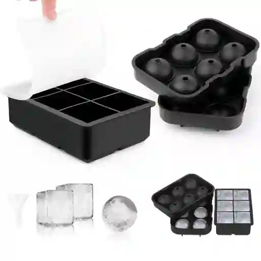 Molde Cubeta Hielera Silicona Set X 2 Cubos Y Esferas Casatua