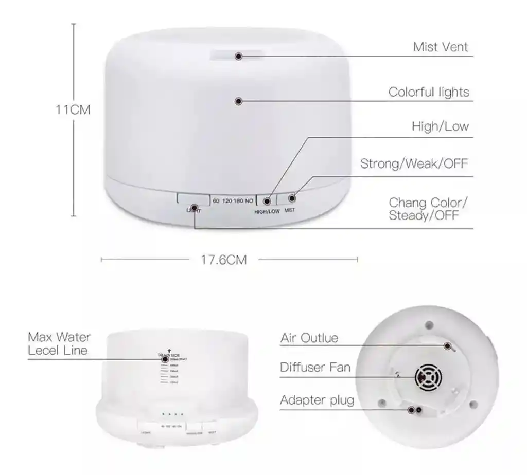 Difusor De Aromas Con Atomizador Y Luz Led