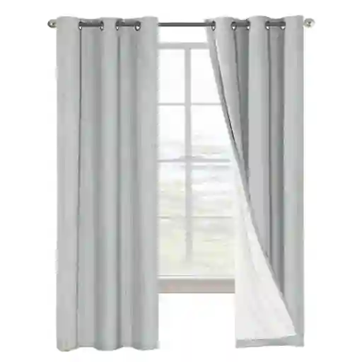 Cortina 100% Blackout Engomada Termica X 2 Casatua Tipo Lino