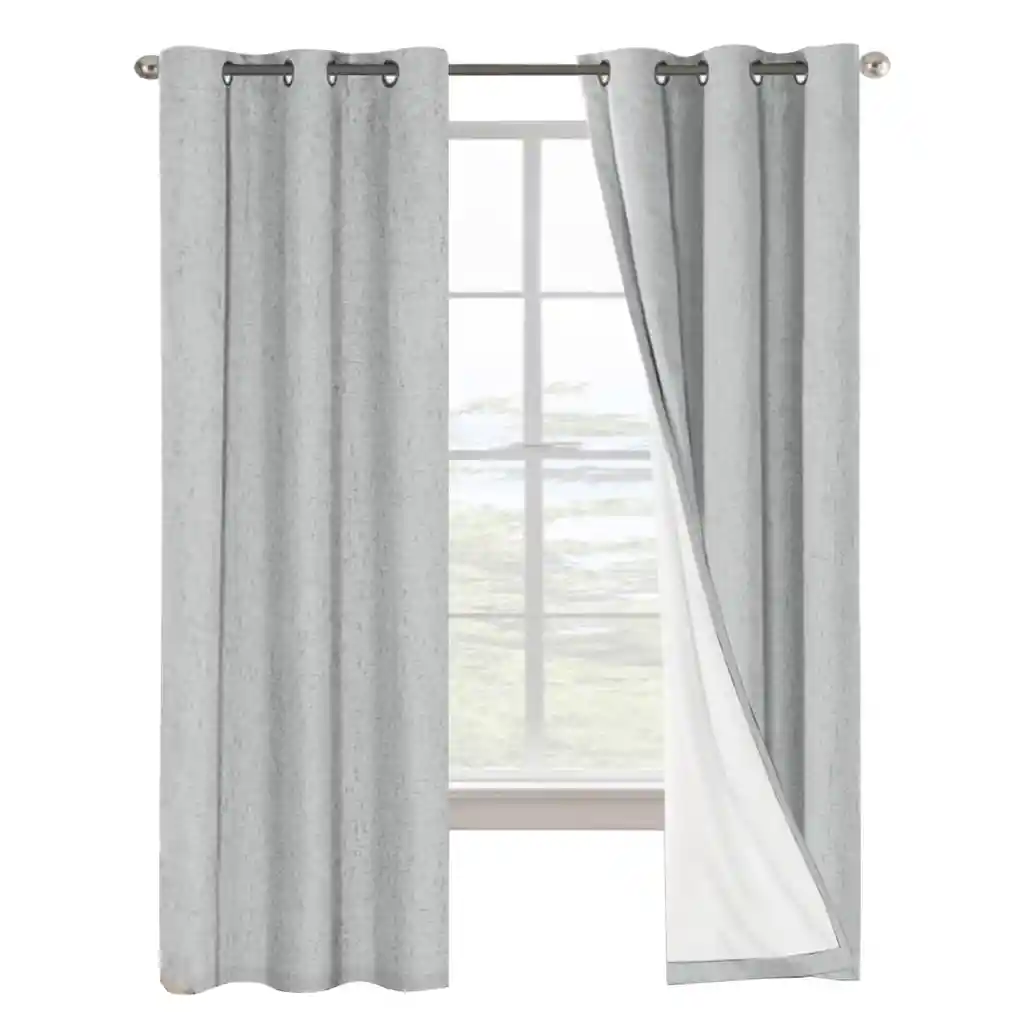 Cortina 100% Blackout Engomada Termica X 2 Casatua Tipo Lino