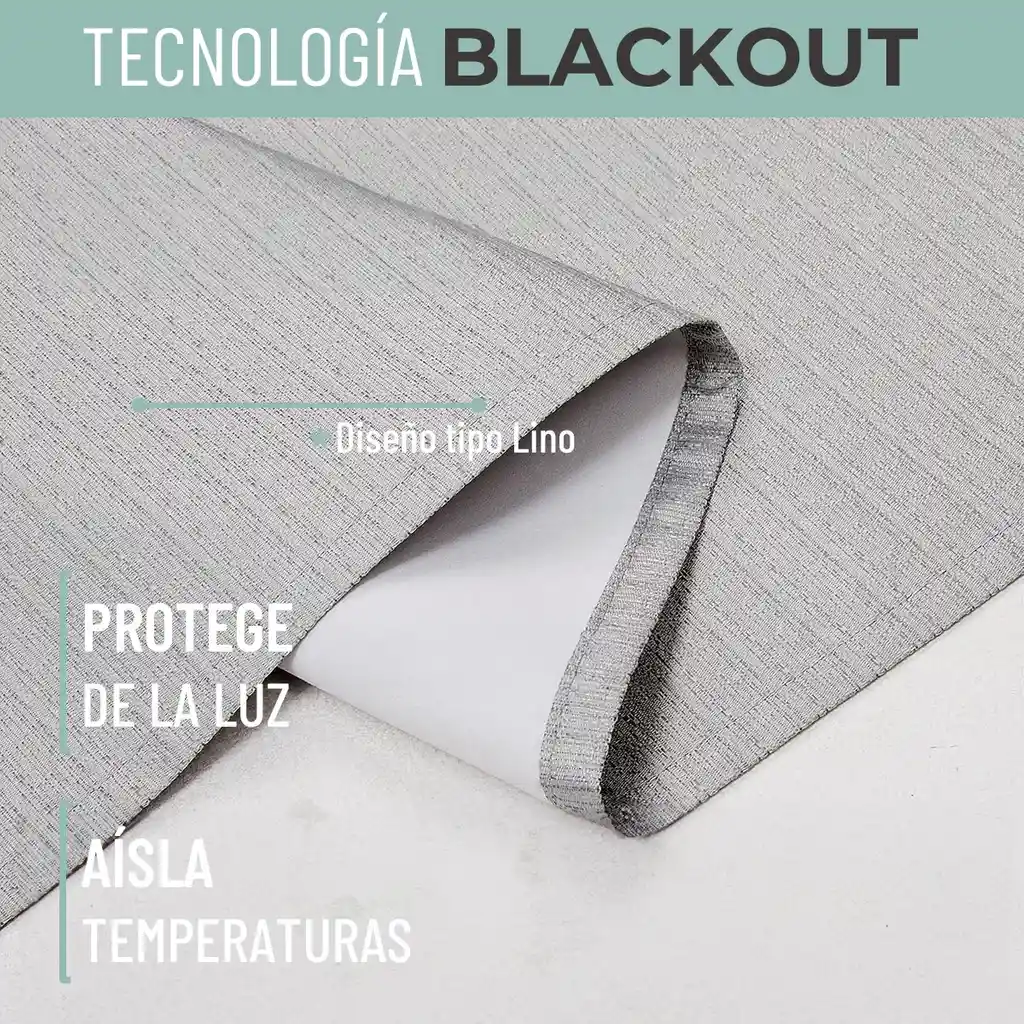 Cortina 100% Blackout Engomada Termica X 2 Casatua Tipo Lino