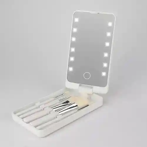 Espejo De Maquillaje Con Luz Led Plegable