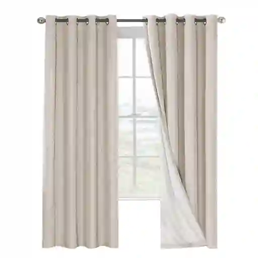 Cortina 100% Blackout Engomada Termica X 2 Casatua Tipo Lino