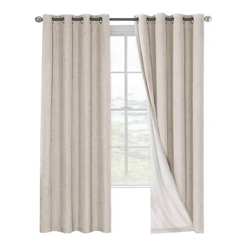 Cortina 100% Blackout Engomada Termica X 2 Casatua Tipo Lino