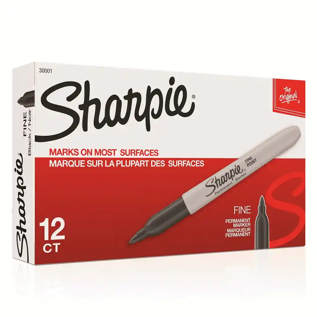 Marcador Sharpie Negro Punta Fina X 12 Unidades