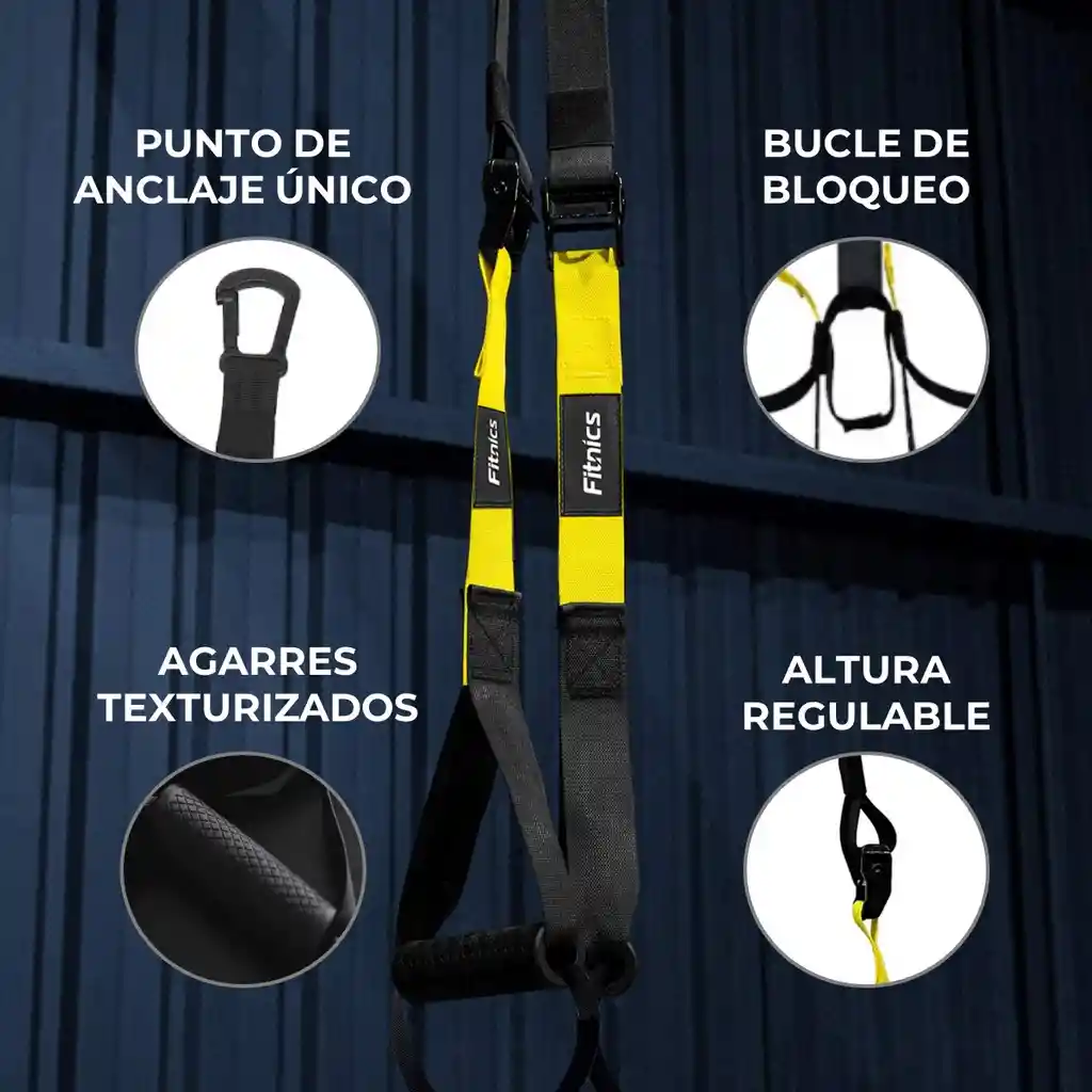 Banda Suspensión Tipo Trx Fitnics Set Completo Entrenamiento