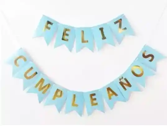 Letrero Guirnalda Banderin Feston Feliz Cumpleañoz Azul Claro