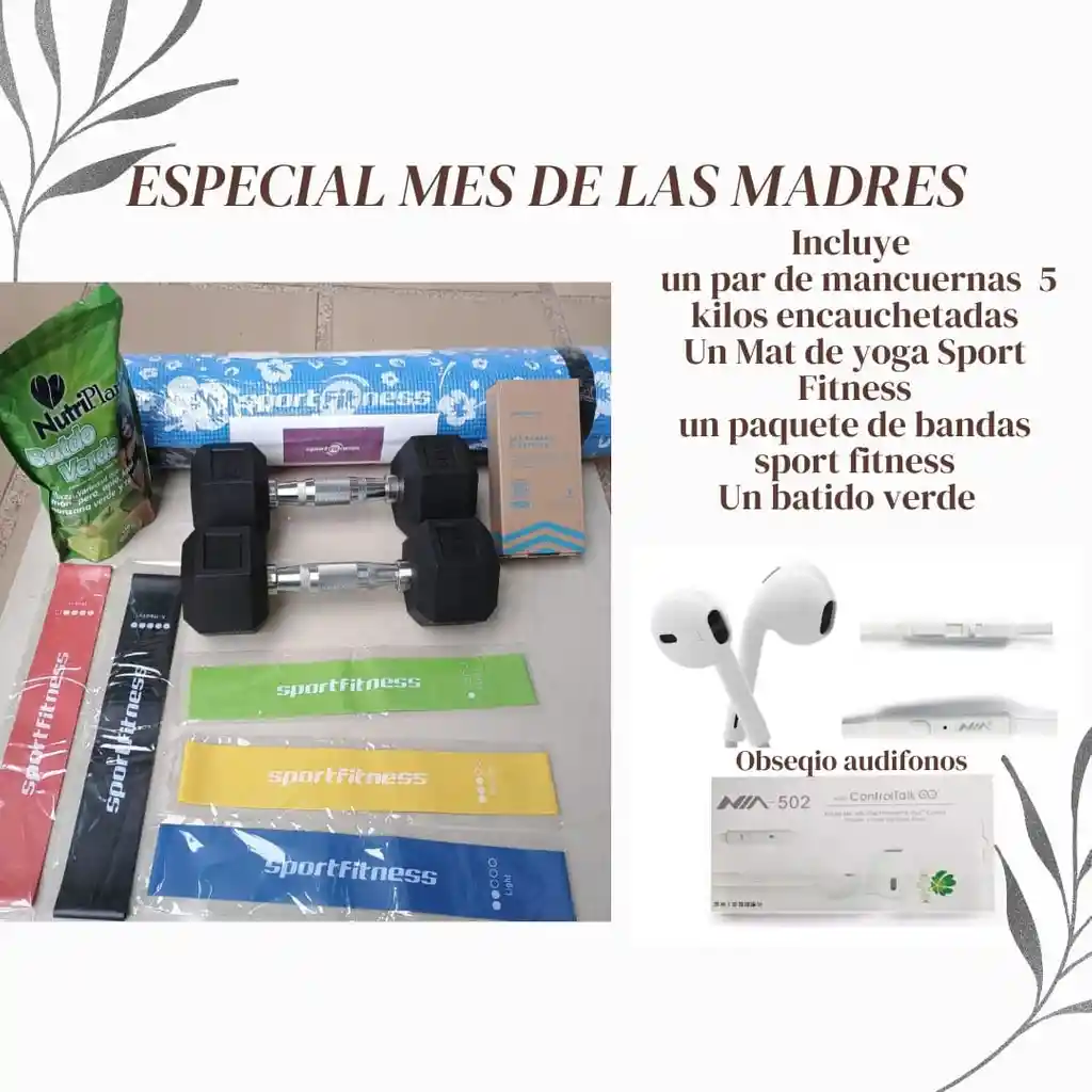 Kit De Entreno Mancuernas 5 Kilos Especial Dia De Madres