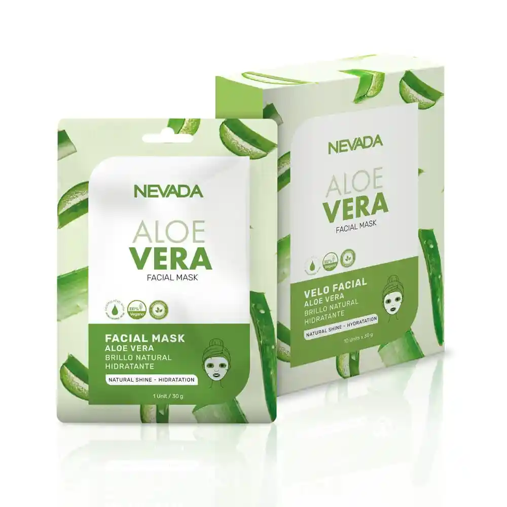 Nevada Velo Facial De Aloe Vera Y Ácido Hialurónico Caja 10 Unidades X 30 G