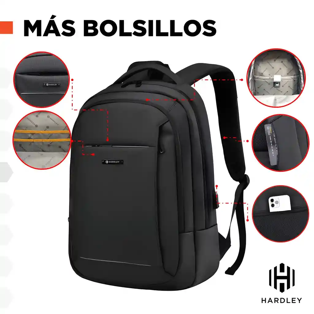 Bolso Morral Portatil Impermeable Hardley Mujer Hombre + Usb