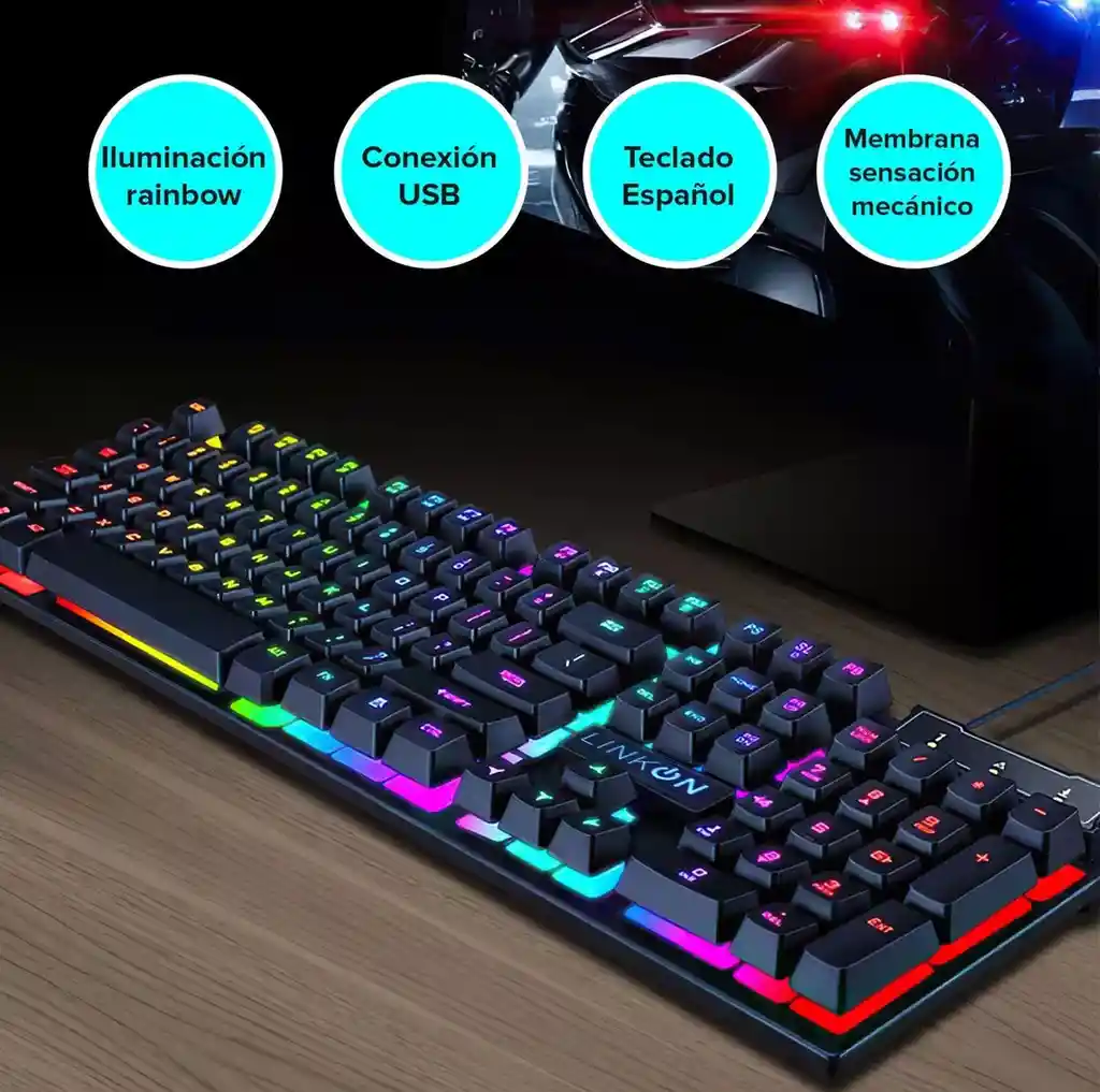 Kit Set Gamer Teclado Led + Mouse Inalambrico Usb Recargable