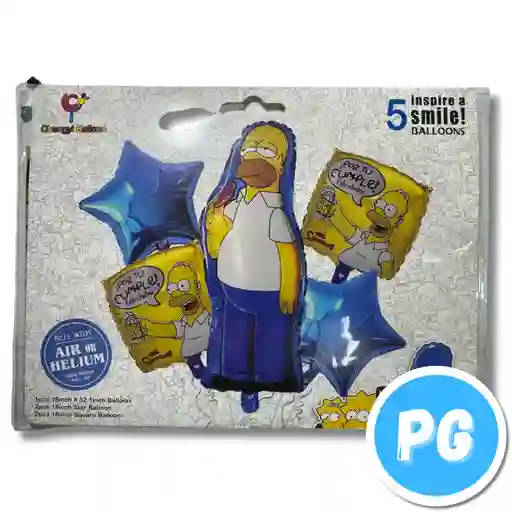 Paquete De Bombas De Los Simpson Homero X5 Unds Para Inflar Con Aire O Helio