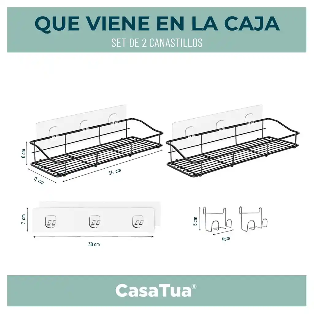 Organizador De Ducha Set X2 Repisa Baño Adhesivo Inoxidable