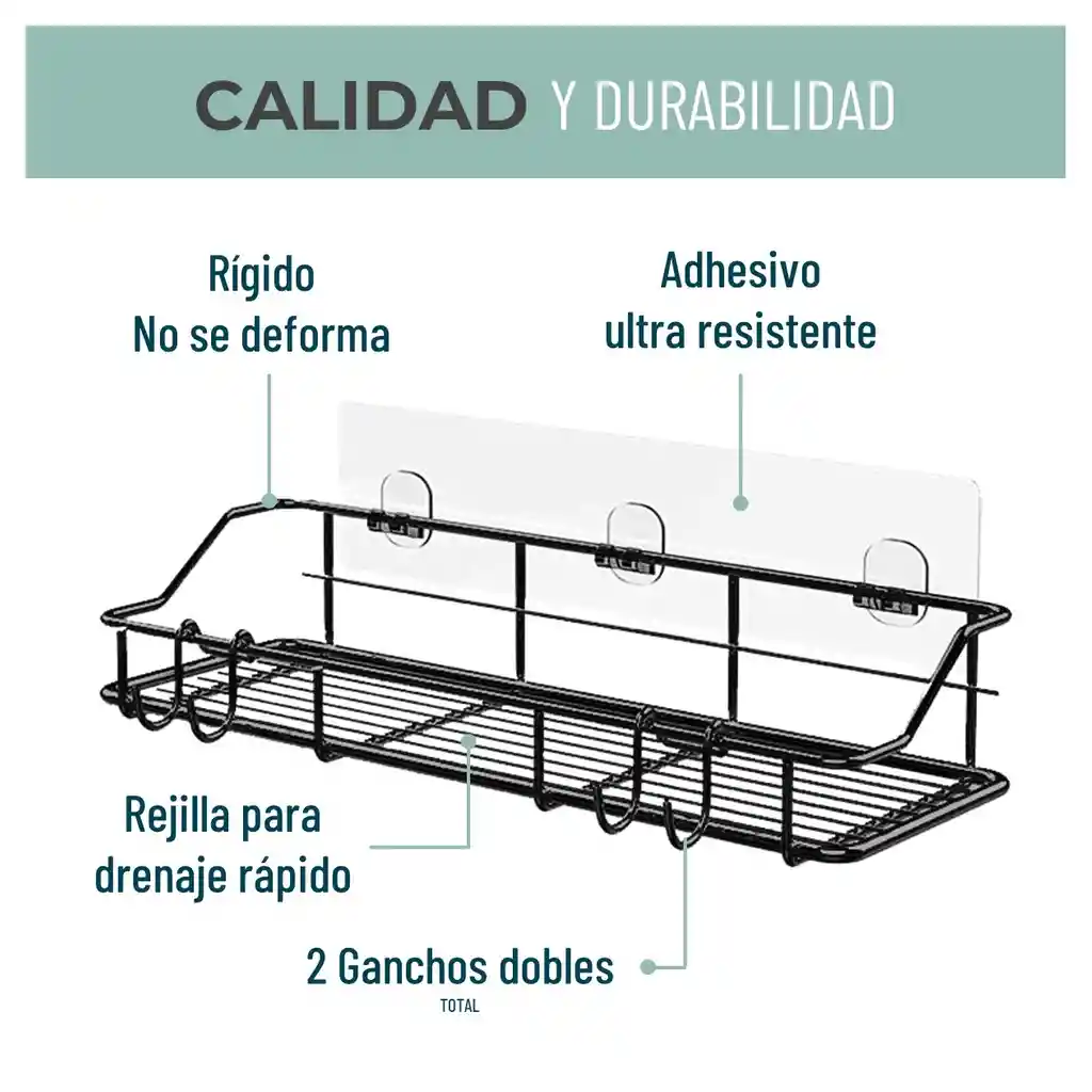 Organizador De Ducha Set X2 Repisa Baño Adhesivo Inoxidable