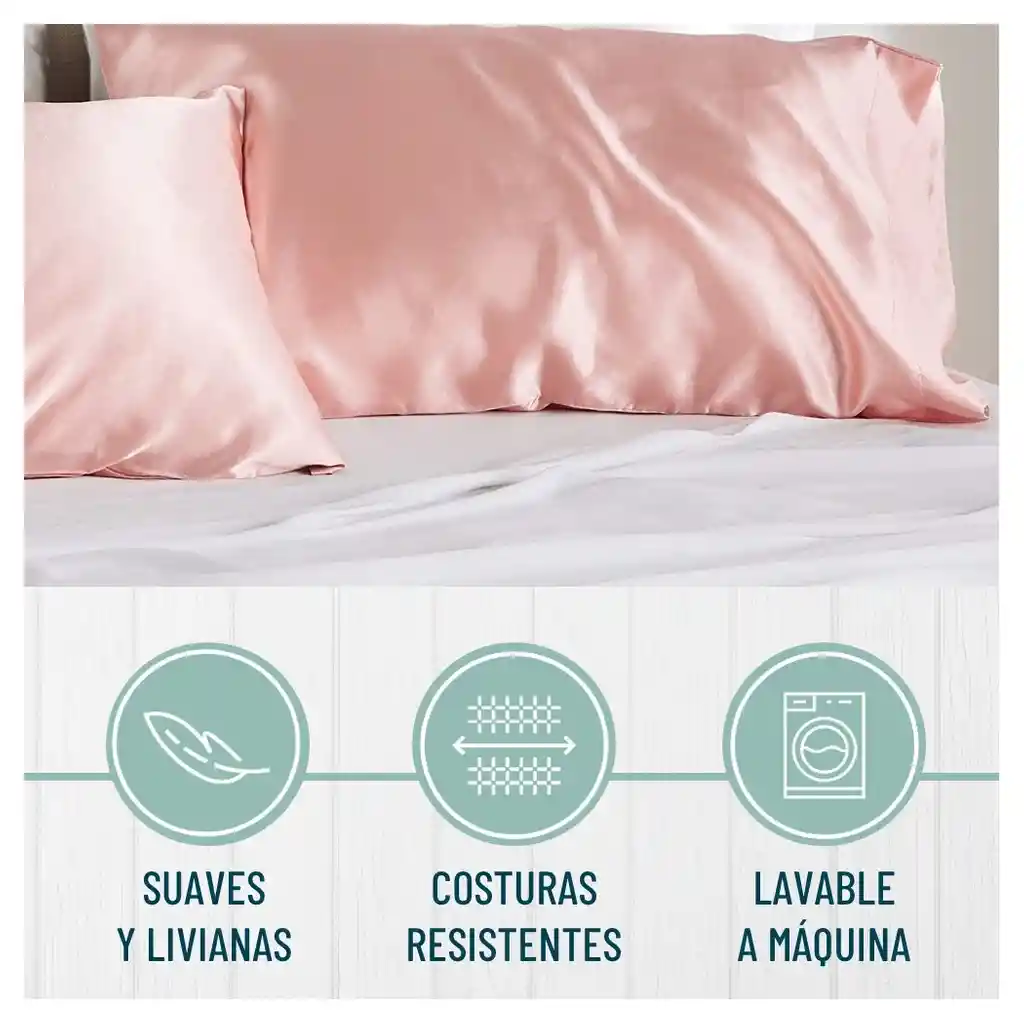 Funda Almohada Satin Tipo Seda Set X 3 Coral 50x76cm