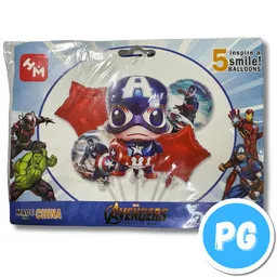 Paquete De Bombas De Capitan America Los Vengadores Marvel X5 Unds Para Inflar Con Aire O Helio