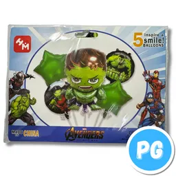 Paquete De Bombas De Hulk Los Vengadores Marvel X5 Unds Para Inflar Con Aire O Helio