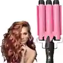 Pinza Onduladora Rizadora Para Cabello En Bucle 3 Tubos Rosa