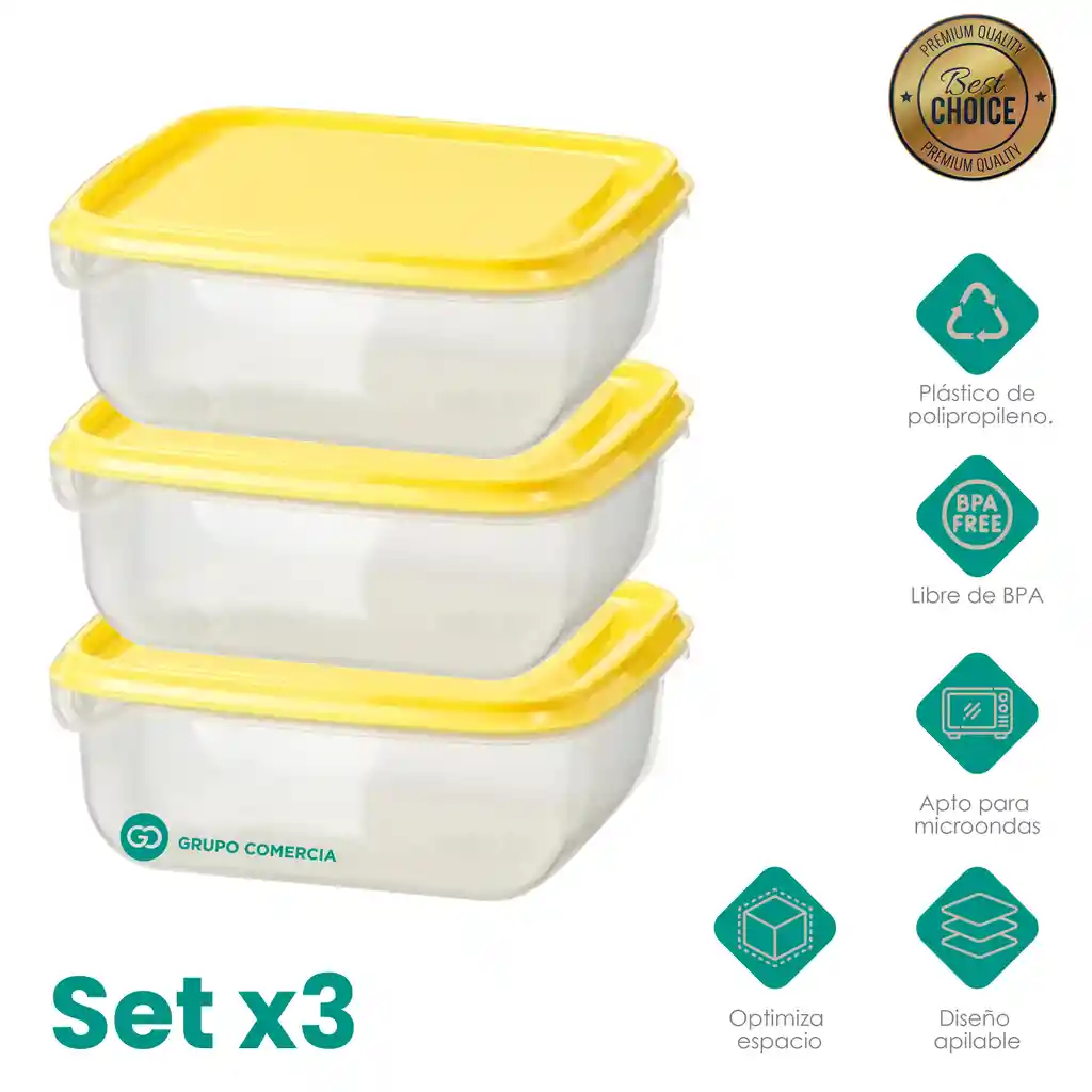 Set X3 Tupper Porta Comidas 600ml Libre Bpa Multifuncion