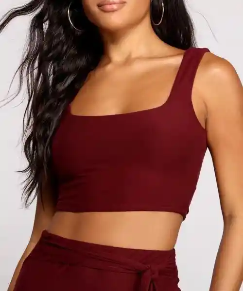 Crop Top Cuadrado Vinotinto S/m