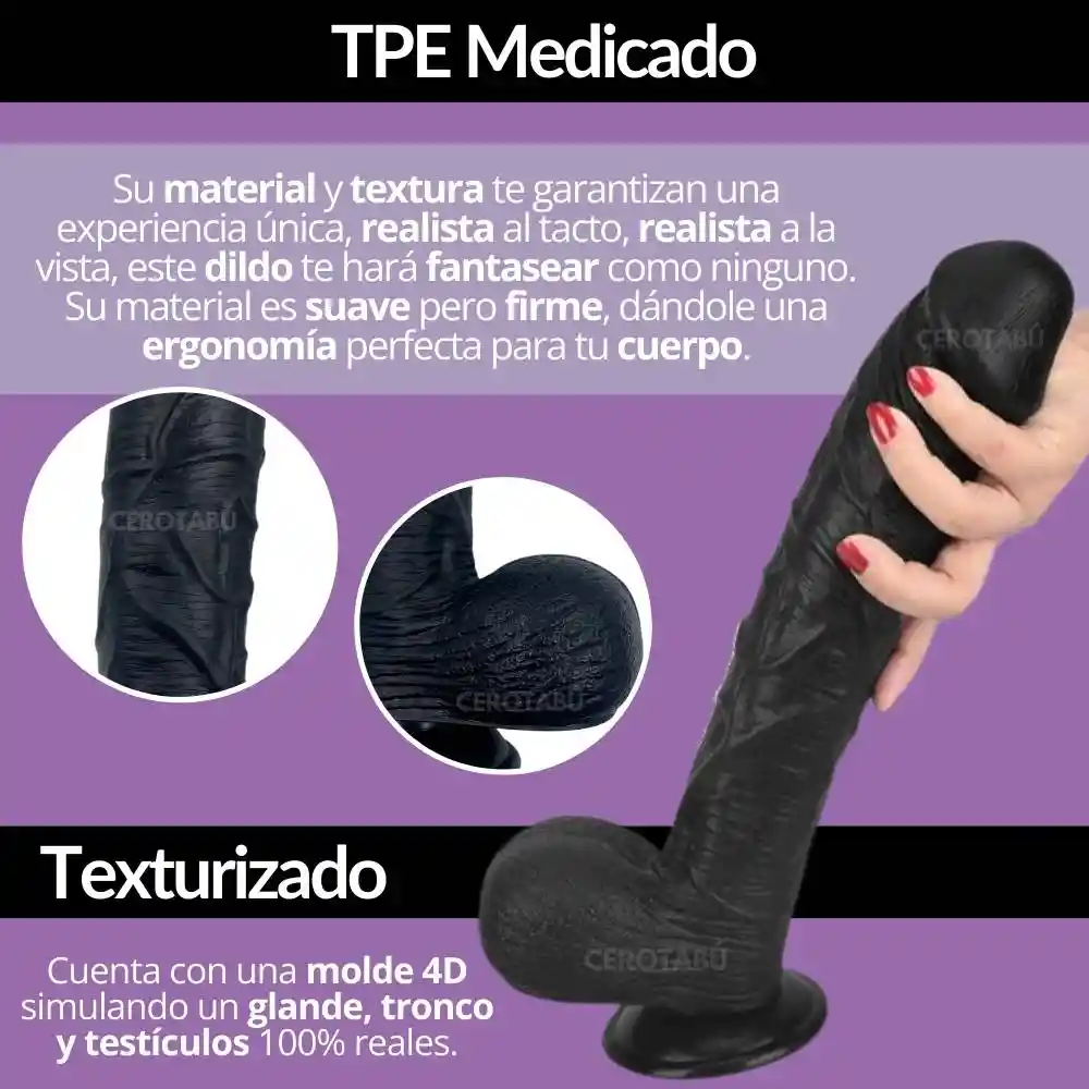 Dildo Textura Super Realista +grande +grueso Con Chupa