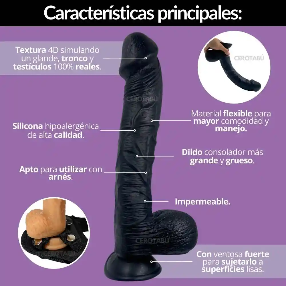 Dildo Textura Super Realista +grande +grueso Con Chupa