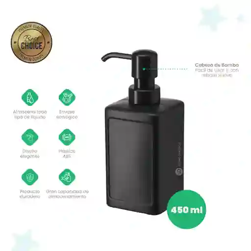 Dispensador De Jabón Elegante Negro Premium 450 Ml