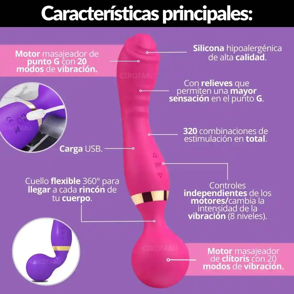 Vibrador Y Masajeador Clitoris De Lujo Usb 2 En 1 New Generation