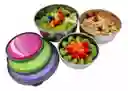 Set X3 Bowls Tazones Con Tapas Apilables En Acero Inoxidable