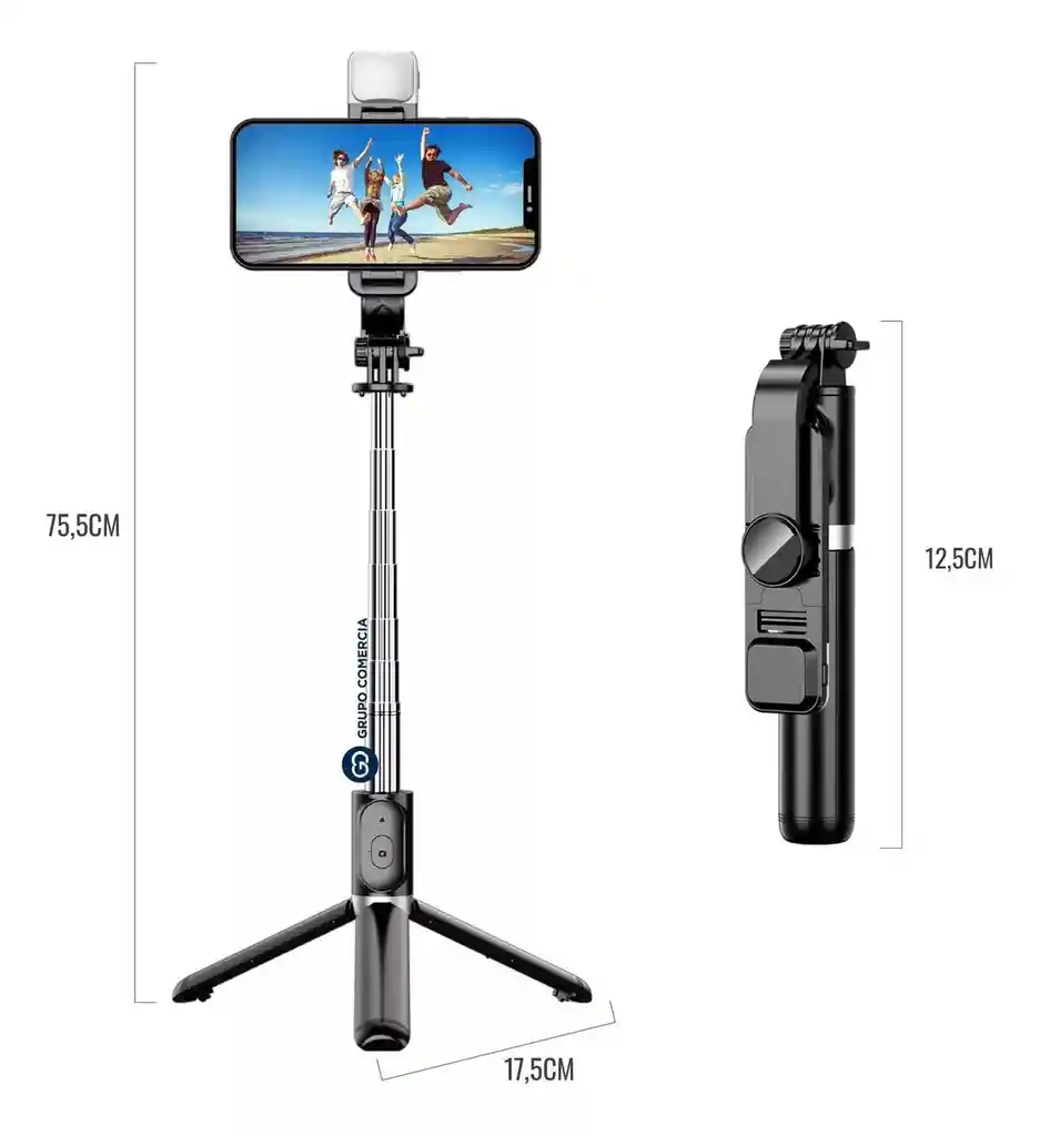 Selfie Stick Trípode Con Luz Monopod Celular + Control Bluetooth