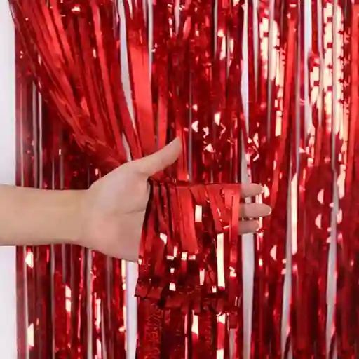 Cortina Metalizada Para Fiesta Color Rojo Amor Y Amistad, Madre Navidad Cumpleaños San Valentín