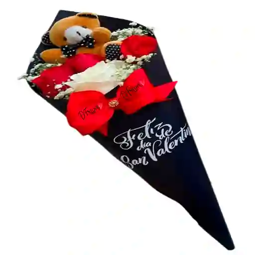 Cono De Rosas Y Osito