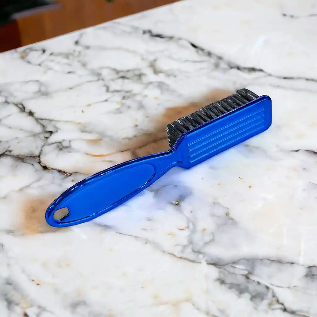 Cepillo Portatil Barbero Barberia Barba Cabello Suave Sacudidor Azul Metalizado