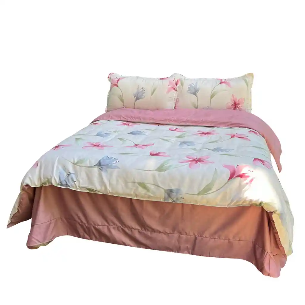 Funda Duvet Estampado Lirios Rosados Doble