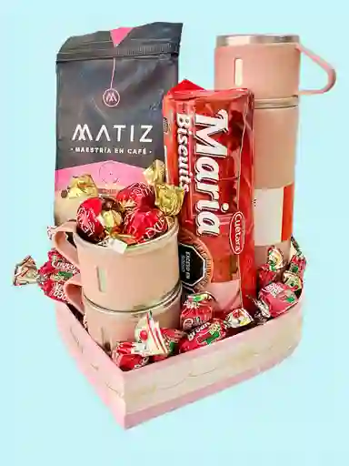 Regalo Especial Madres Con Termo, 2 Tazas, Café, Chocolates Y Galletas - Feliz Día De Las Madres - Regalo Especial - Regalo Sorpresa Ref90