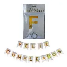 Feston De Feliz Cumpleaños Plateado (12x17)