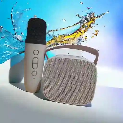 Parlante Bluetooth Karaoke Con Micrófono Color Beige