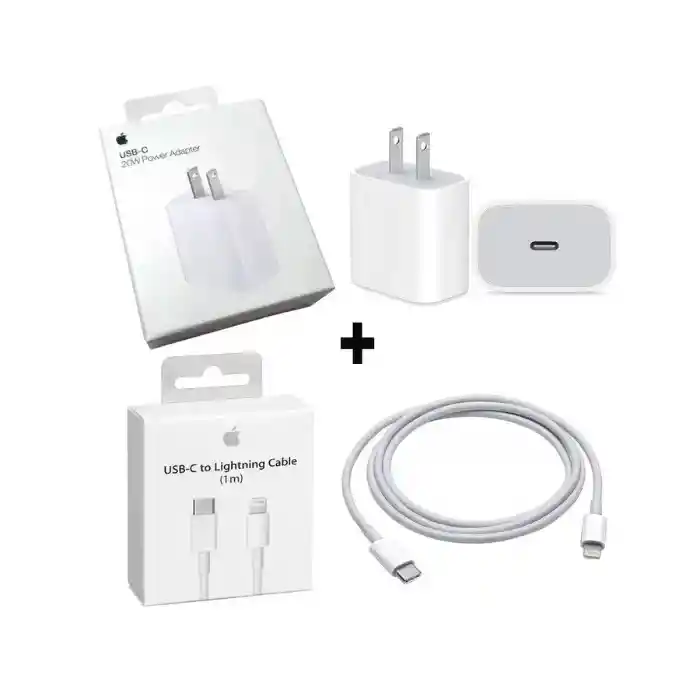 Cargador Iphone 20w Carga Rapida + Cable 1 Metro Hq Tipo Original 1:1 Premium Aaa Certificado Qi