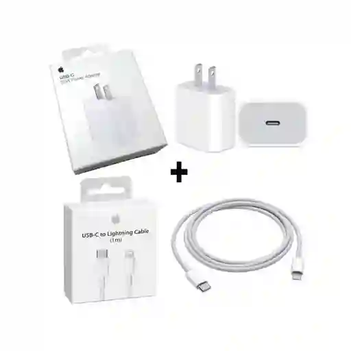 Cargador Iphone 20w Carga Rapida + Cable 1 Metro Hq Tipo Original 1:1 Aaa Certificado Mfi