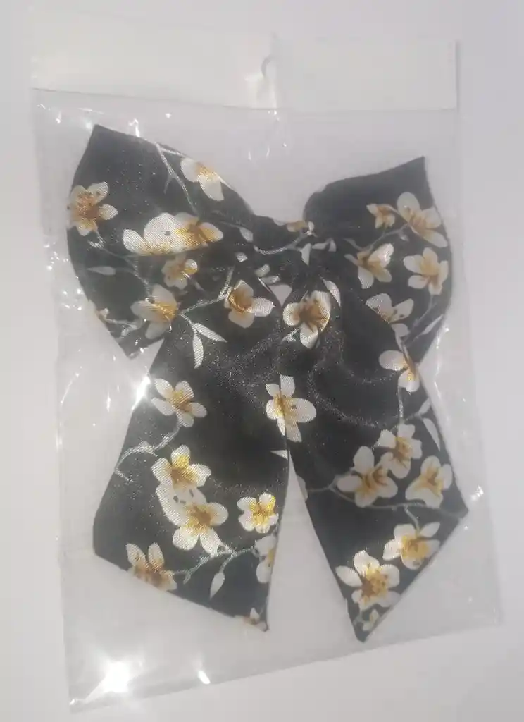 Moño Coquette Negro Con Flores