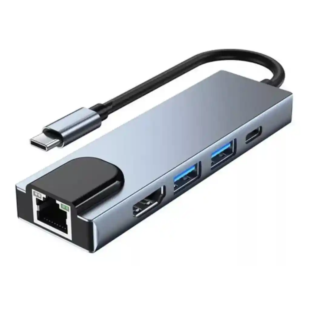 Adaptador Hub Tipo C 5 En 1 Ethernet Hdmi Usb 3.0 Pd