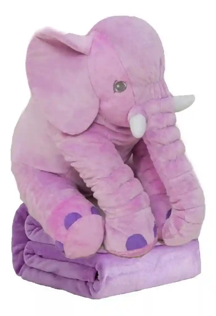 Elefante Almohada + Cobija Abrazadora Bebe 60 Cm Relajante Color Purpura