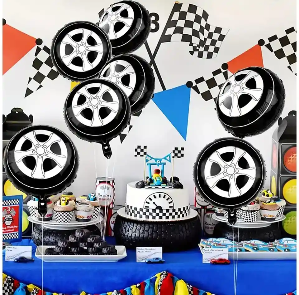 Globos Llantas X 6 Cars Fiesta Carros F1