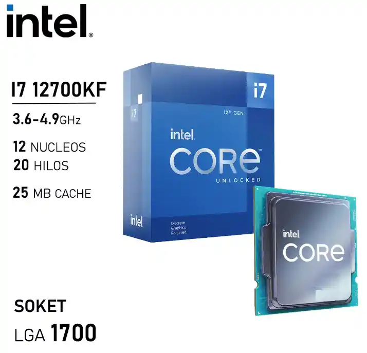 Procesador Intel Core I7-12700kf 3.6/5ghz 25mb Lga1700 10nm