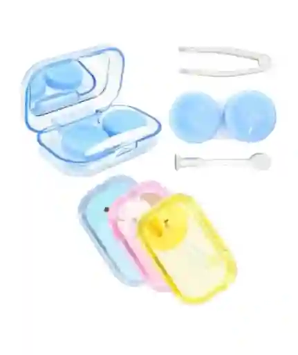 Estuche Porta Lentes De Contacto, Pinza Y Chupa Extracción